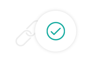 Icon composition of checkmark and connections symbolize simplified connectivity