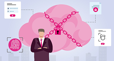 Visualization of a cloud infrastructure with a shield symbol representing the Cloud Firewall for securing workloads.