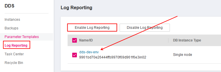 Screenshot DDS Instances 