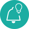 Icon with alarm bell and light bulb