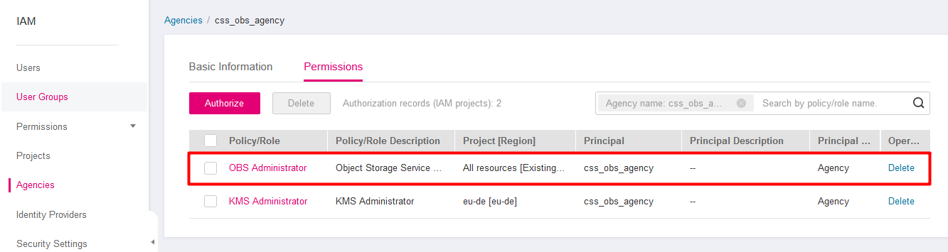 Screenshot OBS Administrator