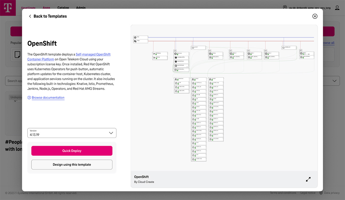 Benutzeroberfläche OpenShift-Anwendungsvorlage