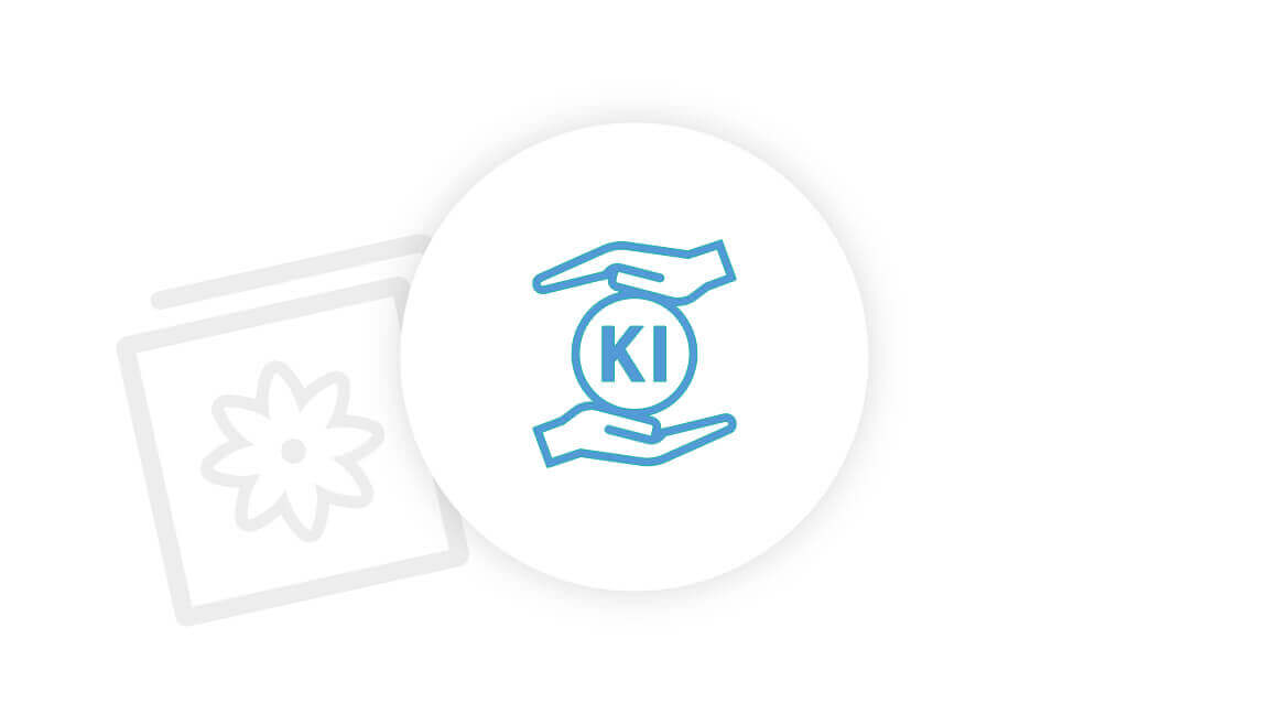 Icon zweier Hände die eine Kugel halten wo "KI" draufsteht