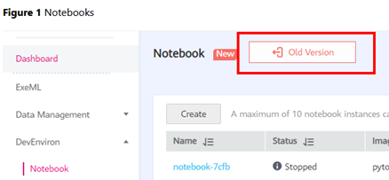 Screenshot ModelArts - Abschaltung alte Notebooks
