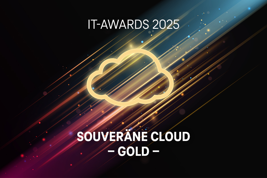 Cloud Grafik mit Text: IT-Awards 2025; Souveräne Cloud Gold